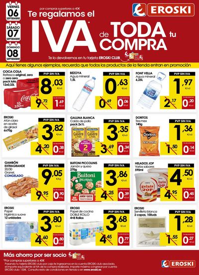 Catálogo Eroski en Sotillo de la Adrada | Te regalamos el IVA de toda tu compra | 5/9/2024 - 8/9/2024