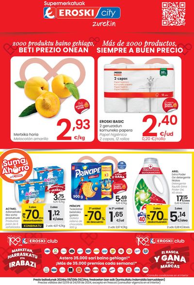 Ofertas de Hiper-Supermercados en Burgohondo | 2000 produktu baino gehiago, BETI PREZIO ONEAN de Eroski | 12/9/2024 - 25/9/2024