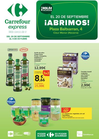 Catálogo Carrefour Express en Cizur | ¡Abrimos! | 20/9/2024 - 4/10/2024