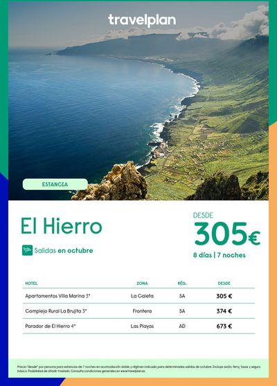 Ofertas de Viajes en Don Benito | Travelplan El Hierro de Travelplan | 20/9/2024 - 5/10/2024