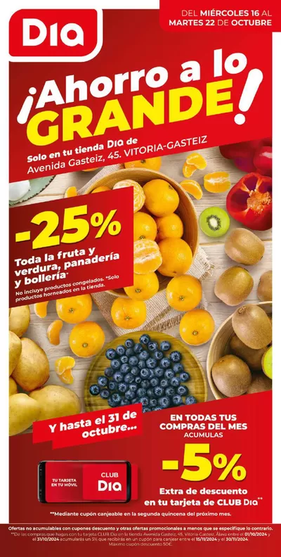 Catálogo Dia en Vitoria | Ahorro a lo grande del 16 al 22 de octubre | 16/10/2024 - 22/10/2024