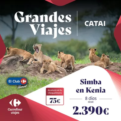 Ofertas de Viajes en Blanca | Simba en Kenia desde 2.390€  de Carrefour Viajes | 24/10/2024 - 31/10/2024