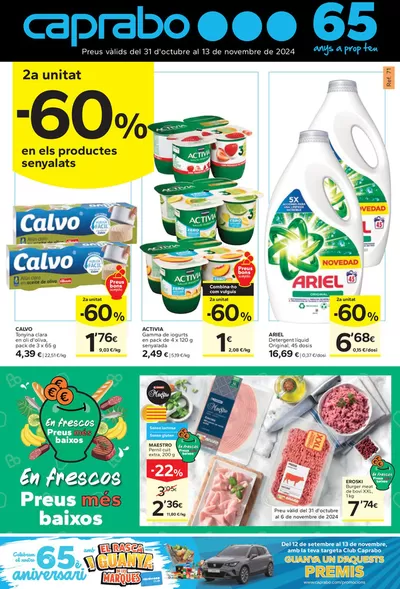 Ofertas de Hiper-Supermercados en Sarral | 2a unitat -60% de Caprabo | 31/10/2024 - 13/11/2024