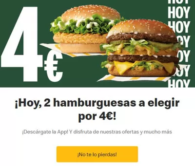 Ofertas de Restauración en Baeza | Hoy, 2 hamburguesas a elegir por 4€! de McDonald's | 25/10/2024 - 31/10/2024