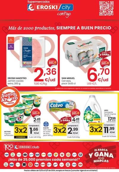 Catálogo Eroski en Zaragoza | Más de 2000 productos, SIEMPRE A BUEN PRECIO SUPERMERCADOS EROSKI CITY | 31/10/2024 - 12/11/2024