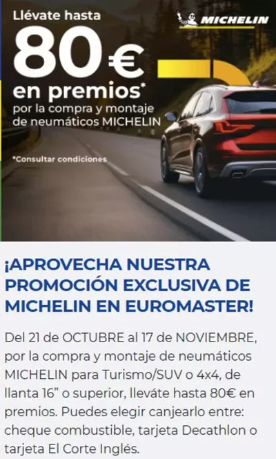 Ofertas de Coches, Motos y Recambios en Estación | Hasta 80€ en premios  de Euromaster | 31/10/2024 - 17/11/2024