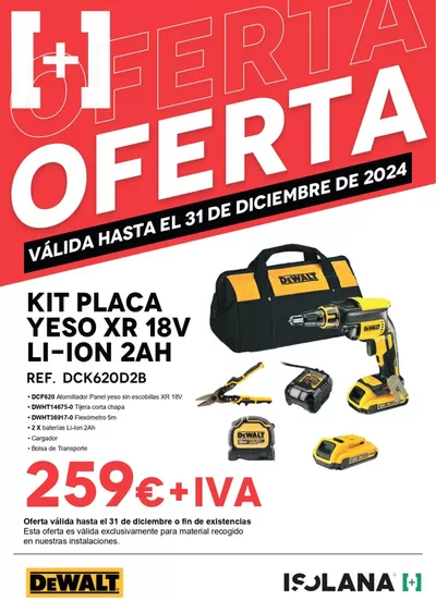 Catálogo Isolana en Carbajosa de la Sagrada | kit placa yeso XR 18V Li-Ion 2Ah DEWALT | 11/11/2024 - 31/12/2024