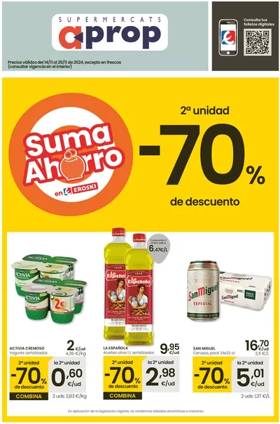 Catálogo Eroski en Sant Joan de Labritja | 2a unidad -50% de descuento Aprop | 14/11/2024 - 26/11/2024