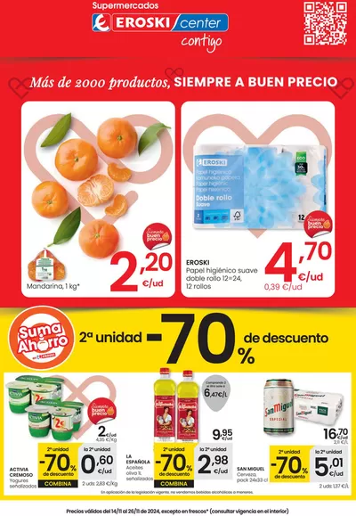 Catálogo Eroski en Barbastro | Más de 2000 productos, SIEMPRE A BUEN PRECIO EROSKI CENTER | 14/11/2024 - 26/11/2024