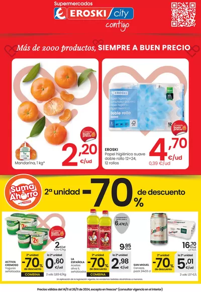 Catálogo Eroski en Barbastro | Más de 2000 productos, SIEMPRE A BUEN PRECIO EROSKI CITY | 14/11/2024 - 26/11/2024