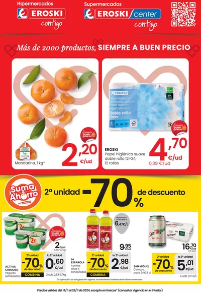 Catálogo Eroski en Arnedo | Más de 2000 productos, SIEMPRE A BUEN PRECIO HIPERMERCADOS EROSKI | 14/11/2024 - 26/11/2024