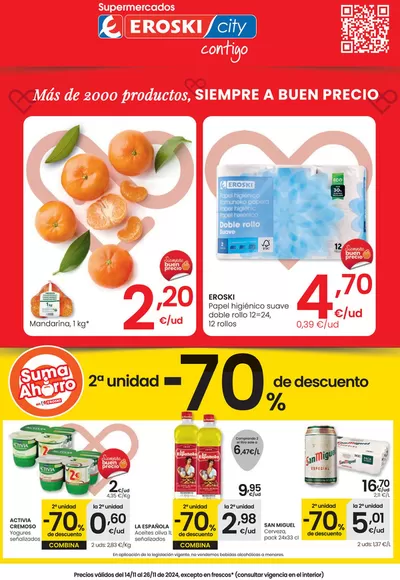 Catálogo Eroski en Vielha e Mijaran | Más de 2000 productos, SIEMPRE A BUEN PRECIO SUPERMERCADOS EROSKI | 14/11/2024 - 26/11/2024