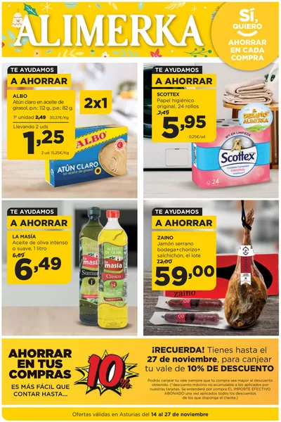 Catálogo Alimerka en Oviedo | Quincenal del 14 al 27 de noviembre Asturias | 14/11/2024 - 27/11/2024