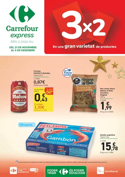 Catálogo Carrefour Express en Santa Coloma de Gramenet | 3x2 en variedad de productos | 21/11/2024 - 4/12/2024