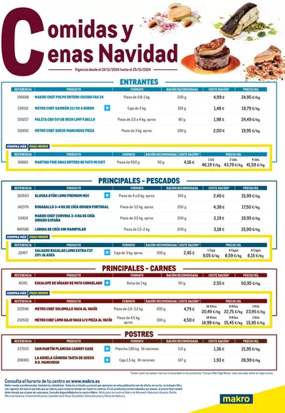 Catálogo Makro en Patiño | Selección Comidas y Cenas Navidad Levante | 20/11/2024 - 25/11/2024