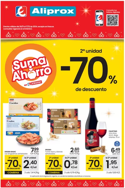 Catálogo Eroski en Tudela | 2a unidad -70% de descuento Aliprox | 28/11/2024 - 17/12/2024