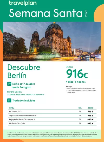 Ofertas de Viajes en Cornellà | Travelplan Berlín DESDE 916€ de Travelplan | 3/12/2024 - 4/1/2025