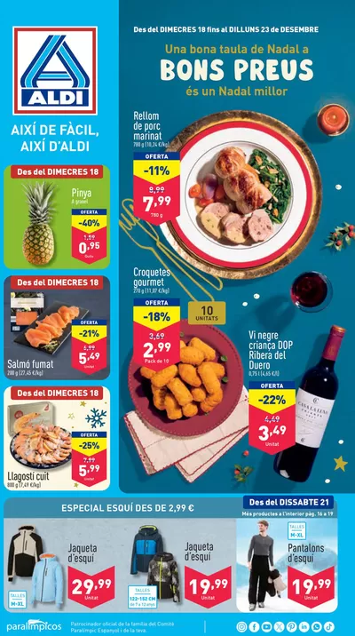 Catálogo ALDI en Sant Cugat Sesgarrigues | Así de fácil, así de Aldi | 18/12/2024 - 23/12/2024