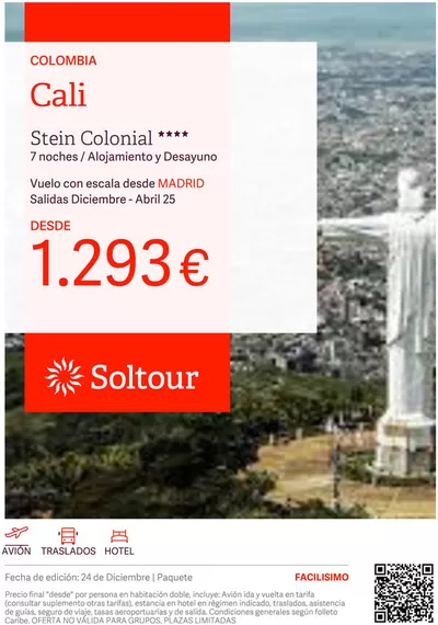 Ofertas de Viajes en Tarragona | Cali desde 1.293€  de Soltour | 24/12/2024 - 31/1/2025