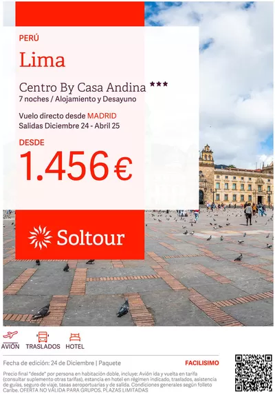 Ofertas de Viajes en Tarragona | Lima desde 1.456€  de Soltour | 24/12/2024 - 31/1/2025