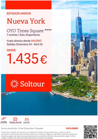 Ofertas de Viajes en Tarragona | Nueva York desde 1.435€  de Soltour | 24/12/2024 - 31/1/2025