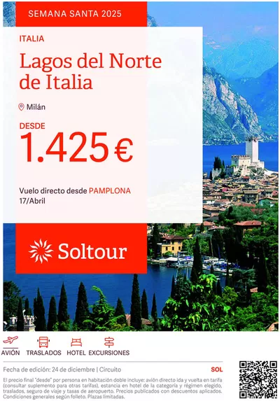 Ofertas de Viajes en Tarragona | Lagos de Norte de Italia desde 1.425€  de Soltour | 24/12/2024 - 31/1/2025