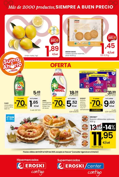 Catálogo Eroski en Tudela | Más de 2000 productos, SIEMPRE A BUEN PRECIO HIPERMERCADOS EROSKI | 4/1/2025 - 14/1/2025