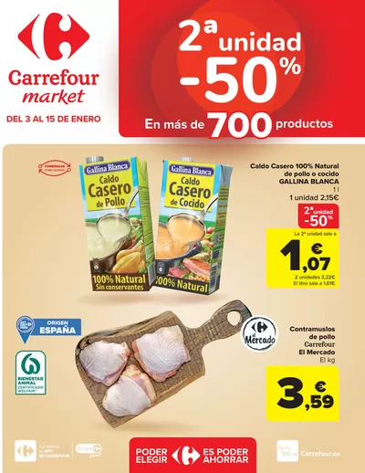 Ofertas de Hiper-Supermercados en Elche | 2° unidad al 50% de Carrefour Market | 3/1/2025 - 15/1/2025