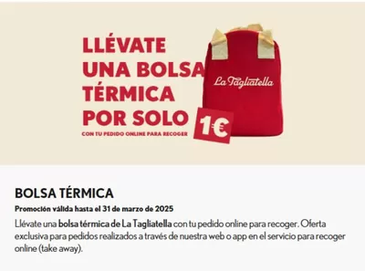 Ofertas de Restauración en Escala | Promoción de La Tagliatella | 7/1/2025 - 31/3/2025