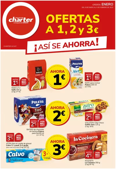 Ofertas de Hiper-Supermercados en Cazorla | Ofertas A 1, 2 y 3€ de Supermercados Charter | 10/1/2025 - 5/2/2025