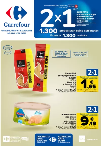 Catálogo Carrefour en Erandio | 2x1 | 16/1/2025 - 27/1/2025