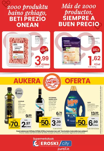 Ofertas de Hiper-Supermercados en Sangüesa | 2000 produktu baino gehiago, BETI PREZIO ONEAN SUPERMERKATUAK EROSKI  de Eroski | 16/1/2025 - 28/1/2025