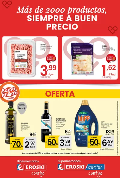 Ofertas de Hiper-Supermercados en Lodosa | Más de 2000 productos, SIEMPRE A BUEN PRECIO HIPERMERCADOS EROSKI de Eroski | 16/1/2025 - 28/1/2025