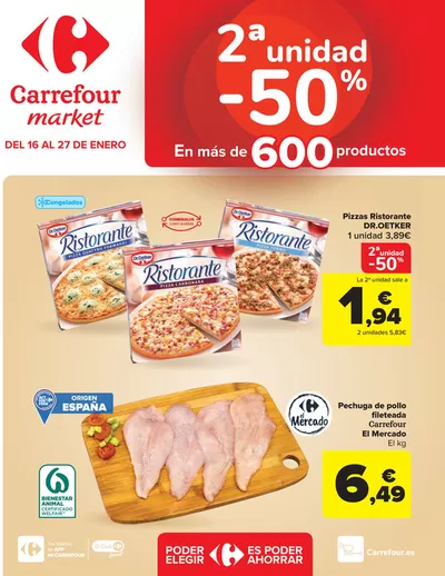 Ofertas de Hiper-Supermercados en Torres de la Alameda | 2° unidad al 50% de Carrefour Market | 16/1/2025 - 27/1/2025