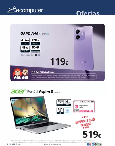 Ofertas de Informática y Electrónica en Aranda de Duero | Ofertas de Ecomputer | 15/1/2025 - 28/2/2025