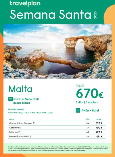 Ofertas de Viajes en Alginet | Travelplan MALTA desde 670€ de Travelplan | 17/1/2025 - 15/2/2025