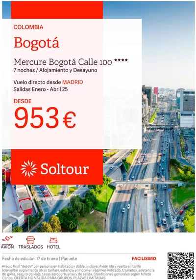 Ofertas de Viajes en Teo | Colombia Bogotá desde 953€ de Soltour | 17/1/2025 - 31/1/2025