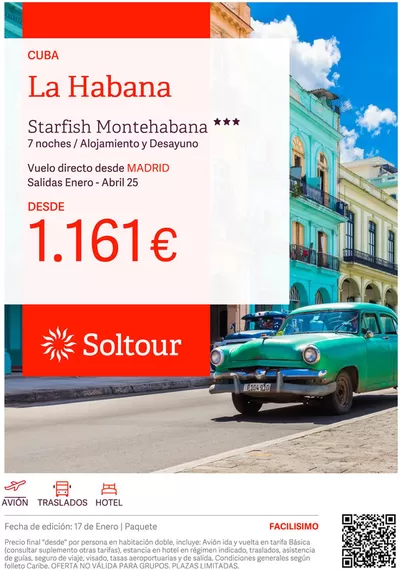 Ofertas de Viajes en Teo | Cuba La Habana desde 1.161€ de Soltour | 17/1/2025 - 31/1/2025