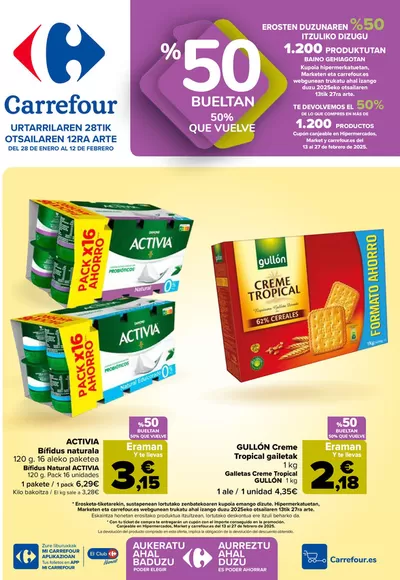 Catálogo Carrefour en Lezo | 50% QUE VUELVE | 28/1/2025 - 12/2/2025