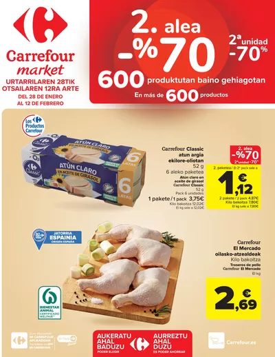 Ofertas de Hiper-Supermercados en Galdakao |  2° unidad al 70% de Carrefour Market | 28/1/2025 - 12/2/2025