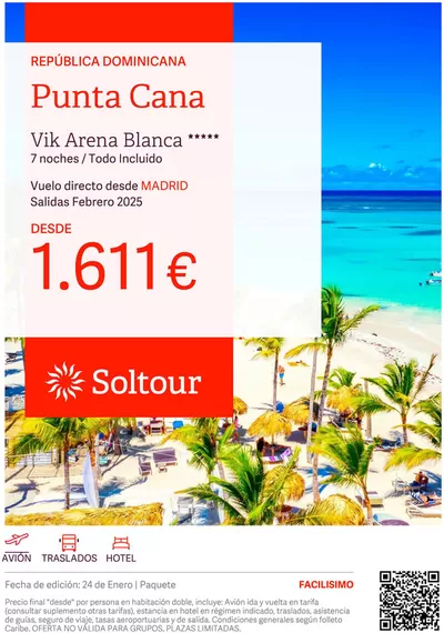 Ofertas de Viajes en Zaragoza | Punta Cana desde 1.611€ de Soltour | 24/1/2025 - 31/1/2025