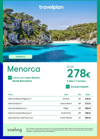 Ofertas de Viajes en Humanes de Madrid | Travelplan Menorca de Travelplan | 28/1/2025 - 15/2/2025