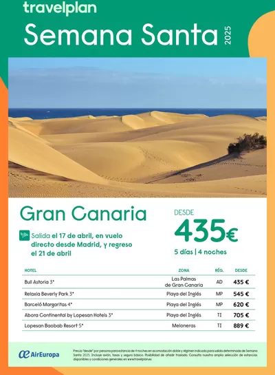 Ofertas de Viajes en Xinzo de Limia | Travelplan Gran Canaria de Travelplan | 29/1/2025 - 15/2/2025