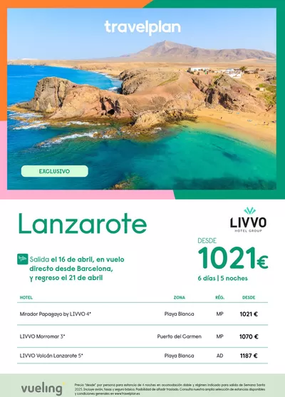 Ofertas de Viajes en Conil de la Frontera | Travelplan Lanzarote de Travelplan | 30/1/2025 - 21/2/2025