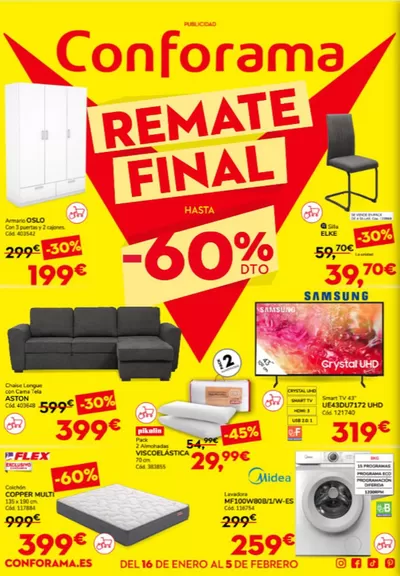 Catálogo Conforama en Cordovilla | Remate final hasta -60% dto. | 30/1/2025 - 5/2/2025