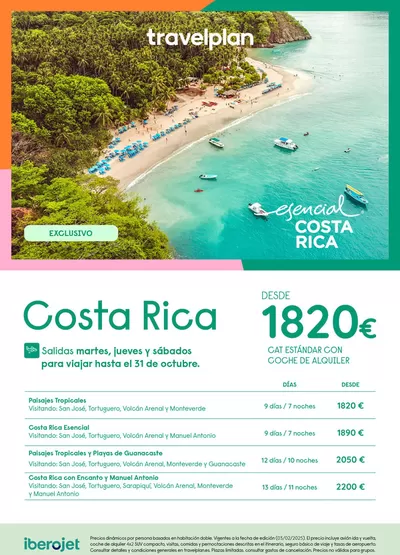 Ofertas de Viajes en Calahorra | Travelplan Costa Rica de Travelplan | 3/2/2025 - 22/2/2025