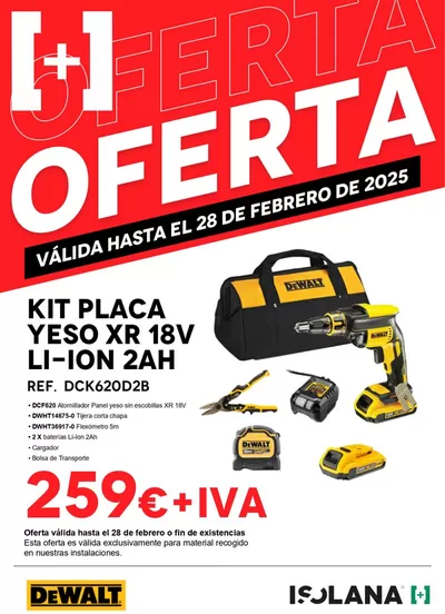 Catálogo Isolana en Vitoria | kit placa yeso XR 18V Li-Ion 2Ah DEWALT | 4/2/2025 - 28/2/2025