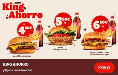 Ofertas de Restauración en Bollullos de la Mitación | Menú King Ahorro  de Burger King | 5/2/2025 - 15/2/2025