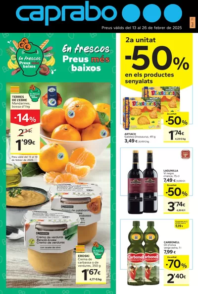 Ofertas de Hiper-Supermercados en L'Hospitalet de Llobregat | 2a unitat -50% de Caprabo | 13/2/2025 - 26/2/2025