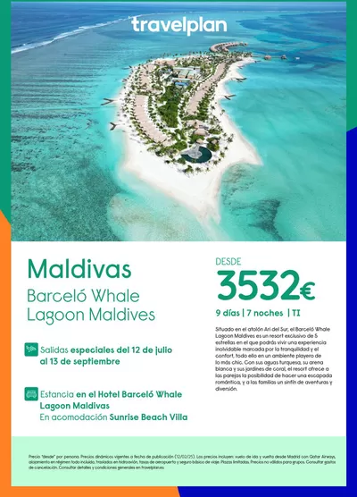 Ofertas de Viajes en Mairena del Alcor | Travelplan Maldivas de Travelplan | 13/2/2025 - 8/3/2025